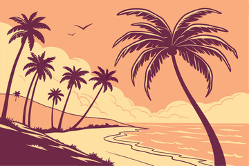 Beachside Breeze: Classic Palm Tree Silhouettes
