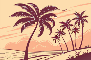 Beachside Breeze: Classic Palm Tree Silhouettes