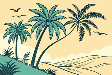 Tropical Tranquility: Palm Vector Illustrations
