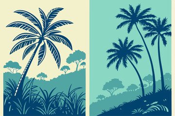 Tropical Tranquility: Palm Vector Illustrations