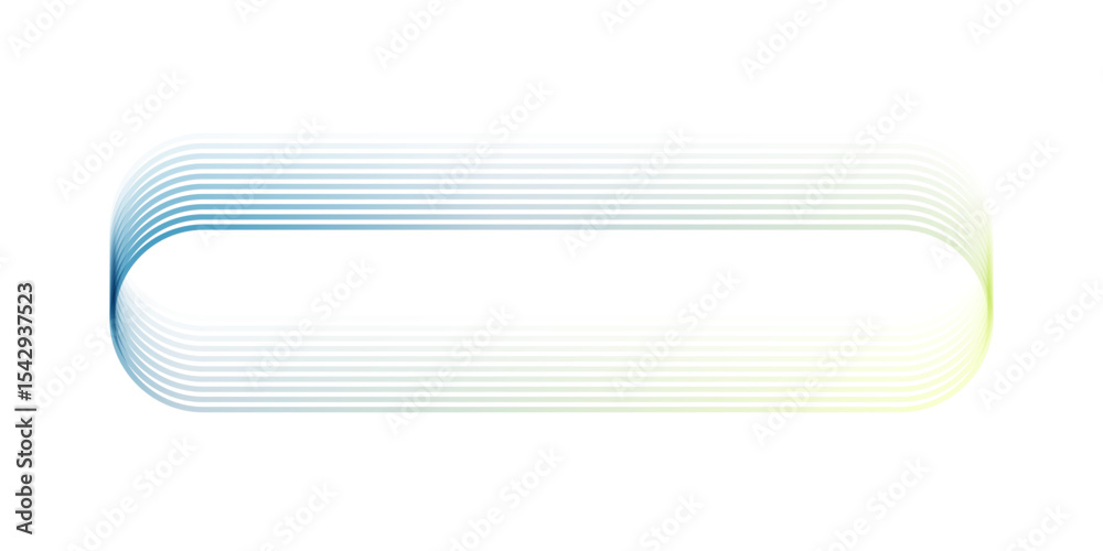 Poster Vector abstract banner design curved gradient lines in blue green on transparent background, modern technology concept template with rounded rectangular frame layout