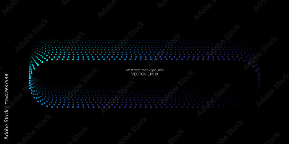 Aufkleber Vector abstract banner design with glowing curved gradient dots line in neon blue and green tones on black background, modern technology concept template with rounded rectangular frame layout