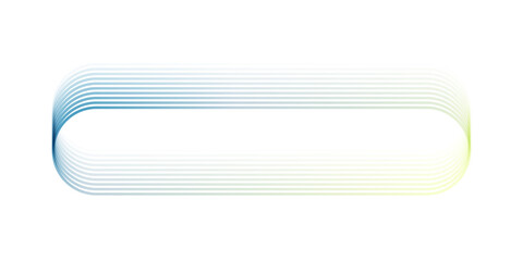 Vector abstract banner design curved gradient lines in blue green on transparent background, modern technology concept template with rounded rectangular frame layout