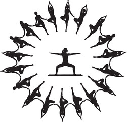 Graceful woman in yoga lotus pose silhouette vector illustration