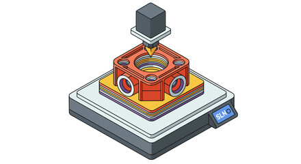 Precision engineering with modern manufacturing and technology components vector illustration isometric