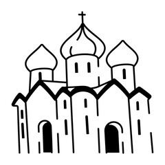 Doodle style icon showing a character wearing a folk costume 
