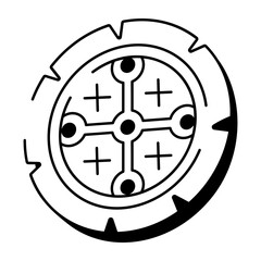 A sketchy style icon showing an old coin 
