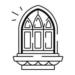 A drawing style icon of a church window pane
