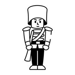 A doodle style icon of a wooden soldier toy 
