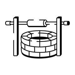 A sketchy style icon of a water well structure
