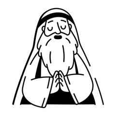 A doodle style icon depicting a wise man 
