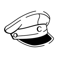 A sketchy style icon showing a naval hat
