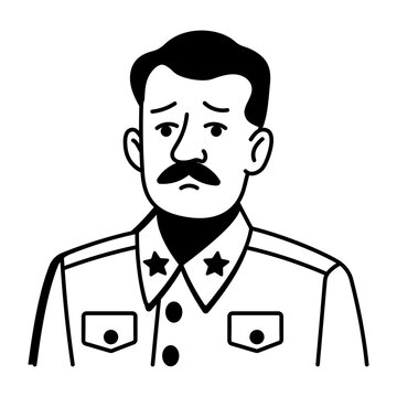 A doodle style icon of a stalin portrait
