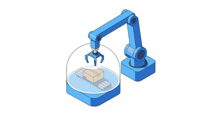 Automated package handling with robotic arm for modern industry vector illustration isometric