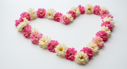 優しきピンク白花 ハート形に美しく咲く. AI Generated