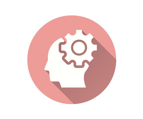 Mental processes flat icon. Simple illustration with long shadow for graphic and web design.