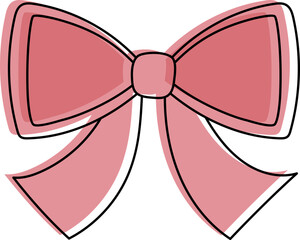 Set of Cute Decorative Bows – Red and Pink Ribbon Illustrations for Gifts and Celebrations