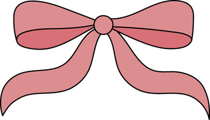 Set of Cute Decorative Bows – Red and Pink Ribbon Illustrations for Gifts and Celebrations