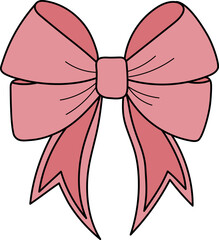 Set of Cute Decorative Bows – Red and Pink Ribbon Illustrations for Gifts and Celebrations