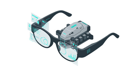 Fototapeta premium Futuristic smart glasses with augmented reality technology for data visualization vector illustration