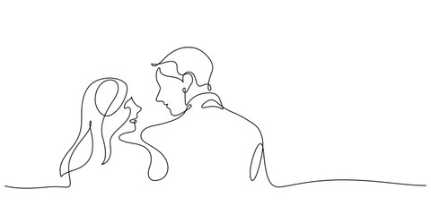 happiness man and woman dating one line continuous rear view