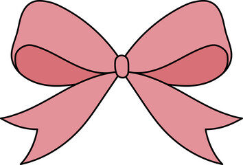 Set of Cute Decorative Bows – Red and Pink Ribbon Illustrations for Gifts and Celebrations