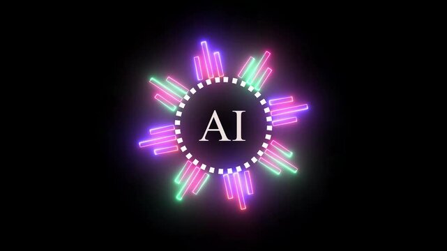glowing neon red color Motion graphic digital brain with AI technology icon. Futuristic abstract background artificial intelligence concepts