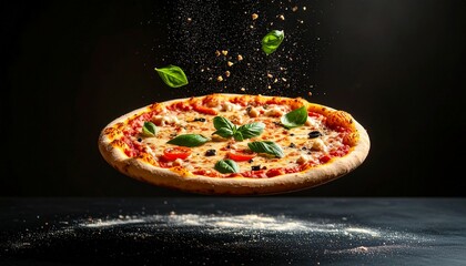 pizza with tomato and basil