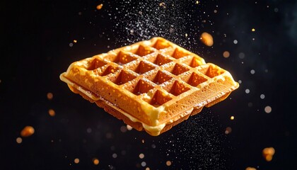 waffle on a black background