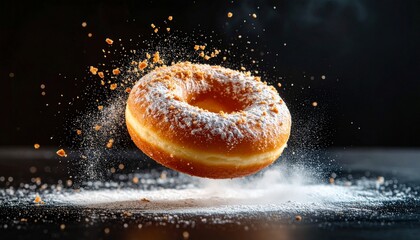 delicious doughnut, floating in the air