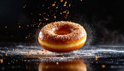 donut on a black background