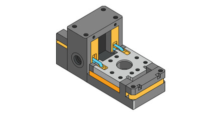 Obraz premium Mechanical engineering component design for manufacturing and assembly vector illustration