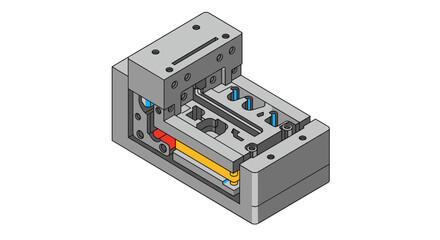 Technical precision of industrial mold design for manufacturing purposes vector illustration
