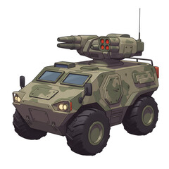 Cartoon armored SUV with rocket launcher