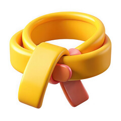 3d render of yellow and peach scarf isolated on transparent background