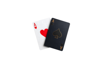 Elegant ace of hearts and spades playing cards design on transparent background