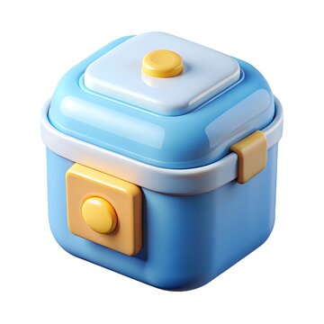 Cute Blue and Yellow Square Food Container Icon