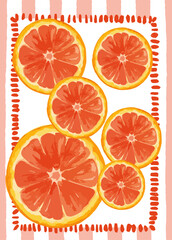 GIRLY SUMMER POSTER - VIBRANT CITRUS ILLUSTRATION WATERCOLOR STYLE