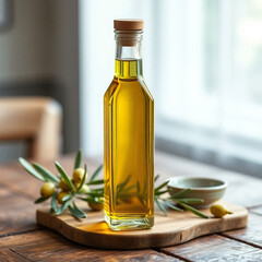 Elegant Oil Bottle Mockup on Wooden Surface