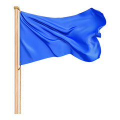Blue Flag Waving in Wind Isolated on Transparent Background