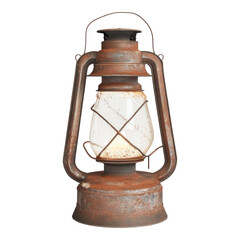 Isolated Rustic Lantern with Transparent Glass on White Background
