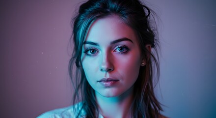 Neon Portrait Woman's Gaze
