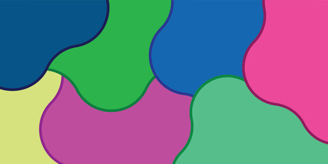 Colorful abstract puzzle-like shapes with smooth curves and bold borders, perfect for modern backgrounds, design elements, or creative branding visuals.