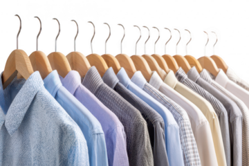 Shirts on hangers in closet