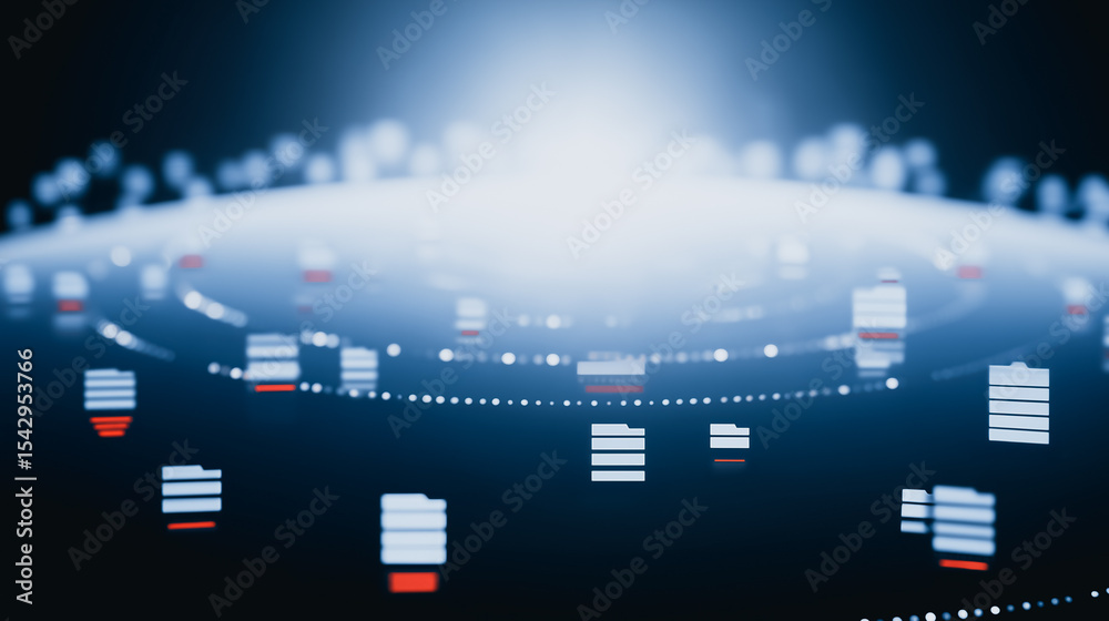 Poster digital data: a captivating visualization of interconnected digital data points, forming a luminous 
