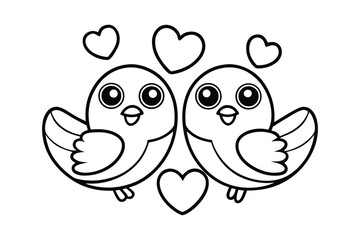Fototapeta premium Love bird coloring page, Love bird outline 