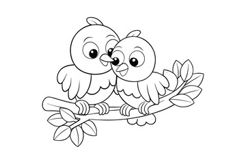 Fototapeta premium Love bird coloring page, Love bird outline 
