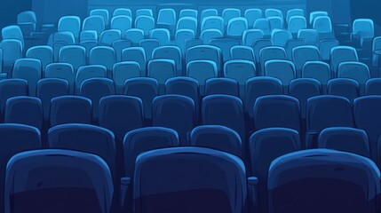 Obraz premium Empty theater seats in a dark blue gradient