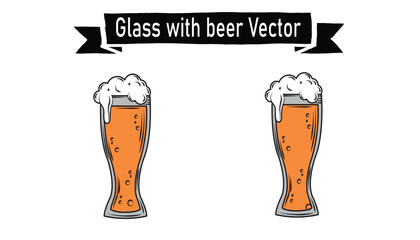 Glass with beer vector 