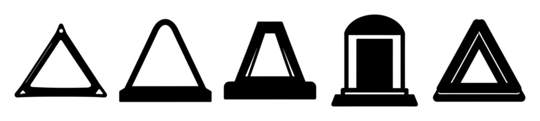 Black and white illustration of various triangle and rectangular shapes on white